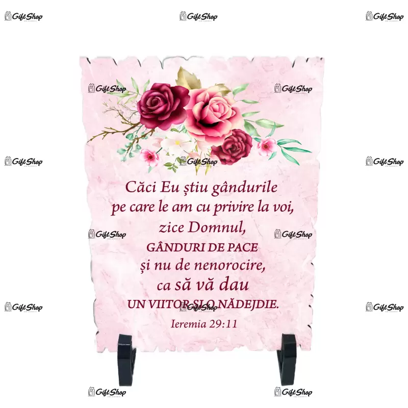 Caci eu stiu gandurile pe care le am..., placheta cu mesaj, model a